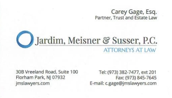 Carey Gage - Jardim, Meisner & Susser, P.C. | ATTORNEY AT LAW<BR>TAX AND ESTATE PLANNING